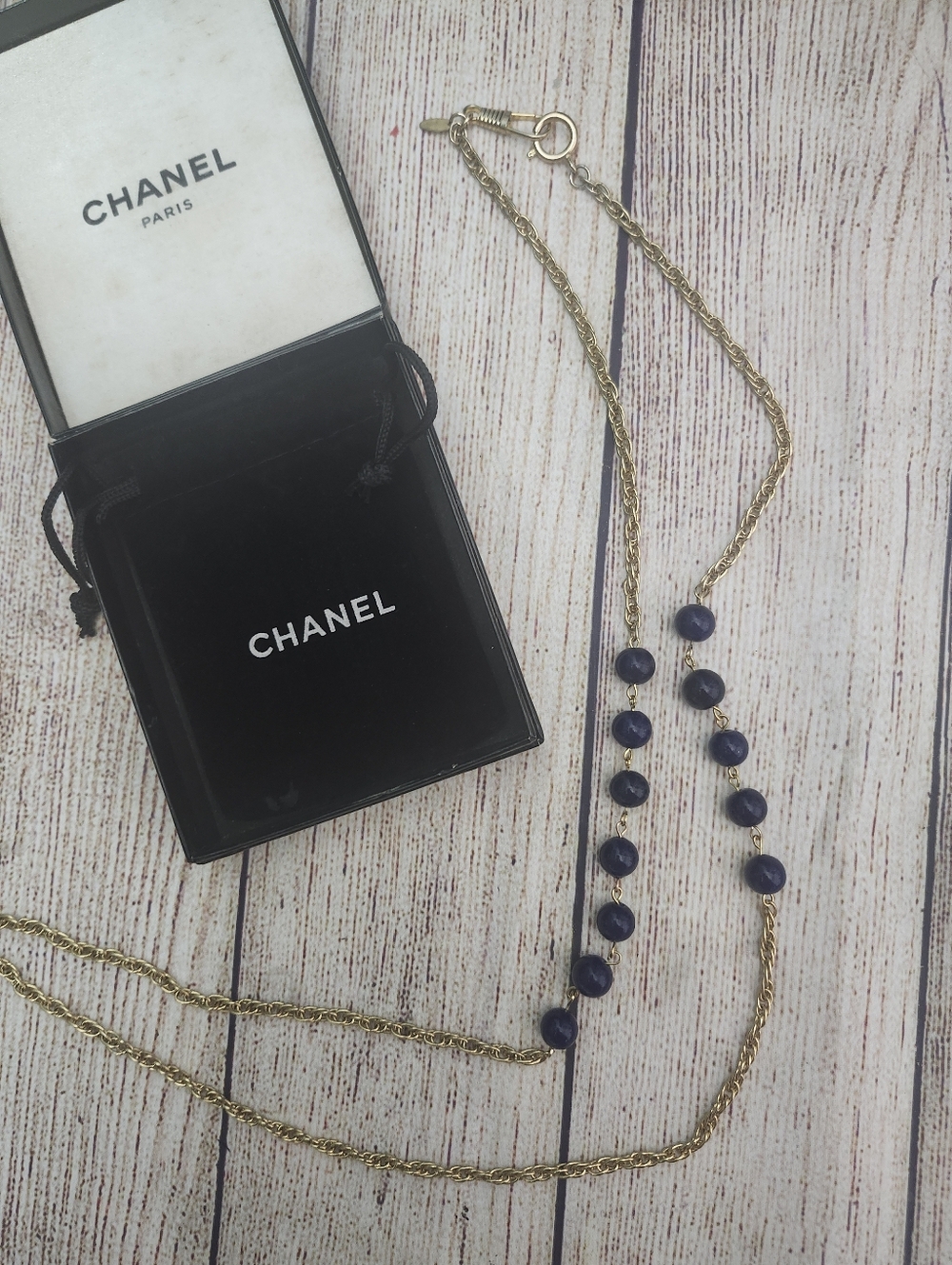 Vintage Chanel Blue Gripoix Station Necklace